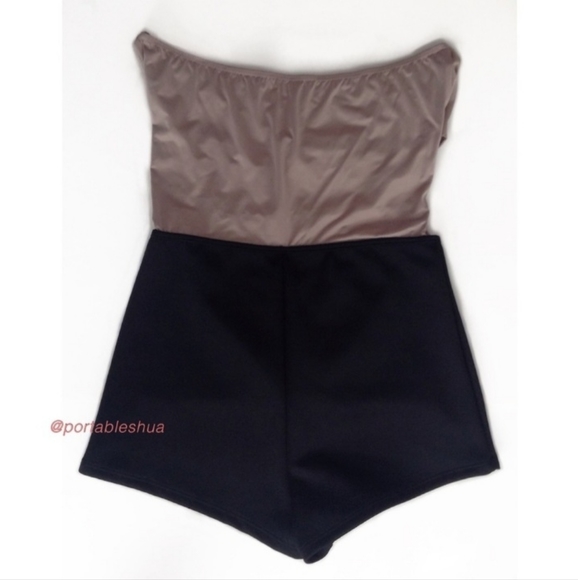 NWOT - Mocha Strapless Strappy Cut Out Romper - Picture 7 of 9